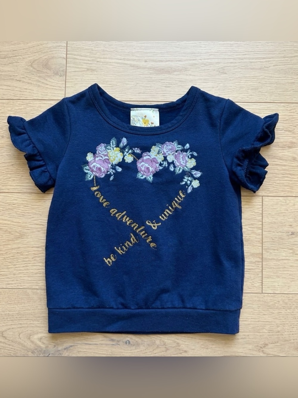 Blue Floral Short Sleeve Tee Casual